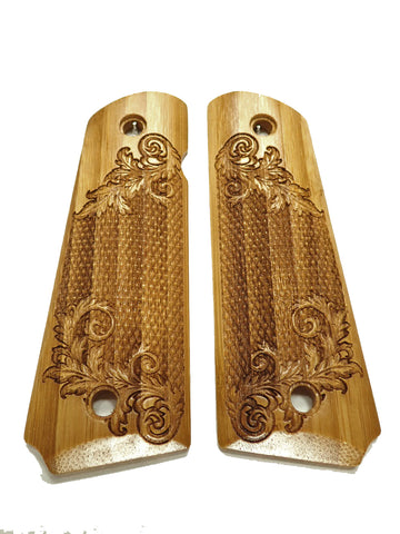 Bamboo Floral Checker 1911 Grips (Full Size)