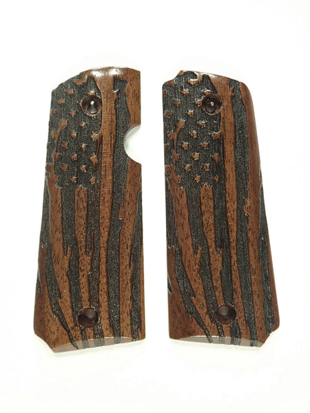 Walnut American Flag Rock Island 380 1911 Grips