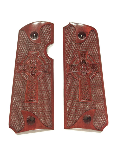 Rosewood Celtic Cross Rock Island 380 1911 Grips