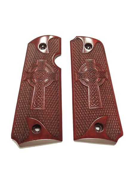 Rosewood Celtic Cross Rock Island 380 1911 Grips