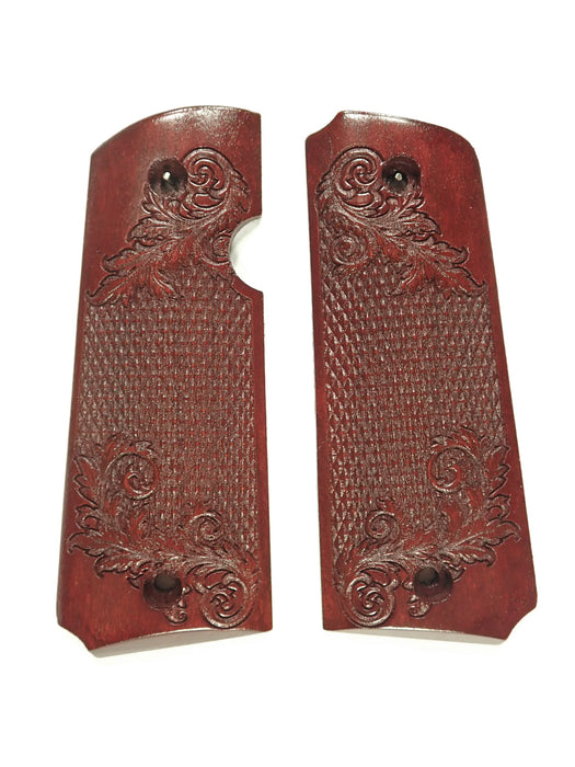 Rosewood Floral Checkered Rock Island 380 1911 Grips