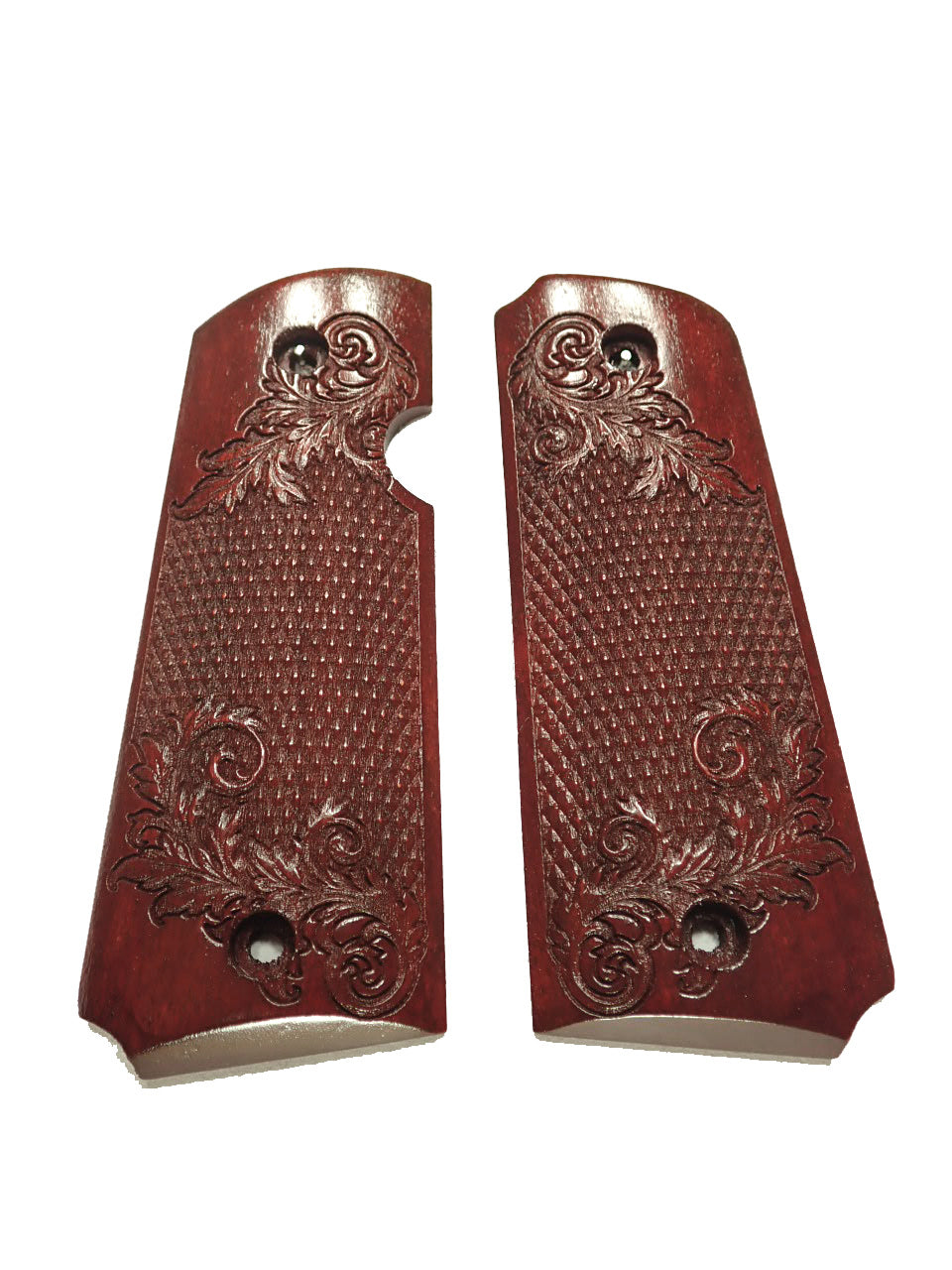 Rosewood Floral Checkered Rock Island 380 1911 Grips — LS Grips