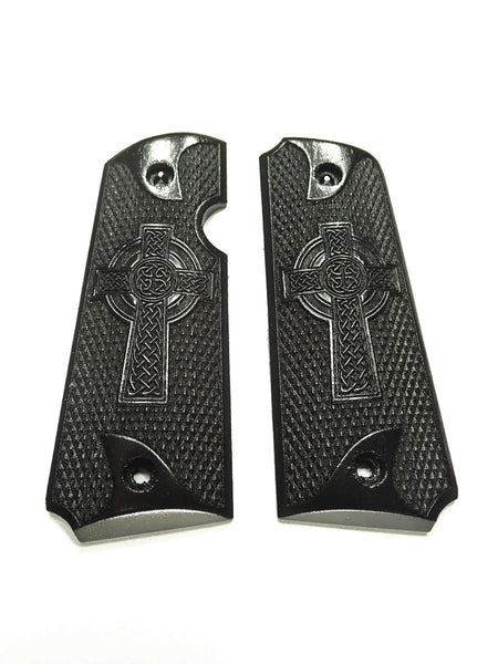 Ebony Celtic Cross Rock Island 380 1911 Grips