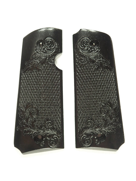Ebony Floral Checkered Rock Island 380 1911 Grips