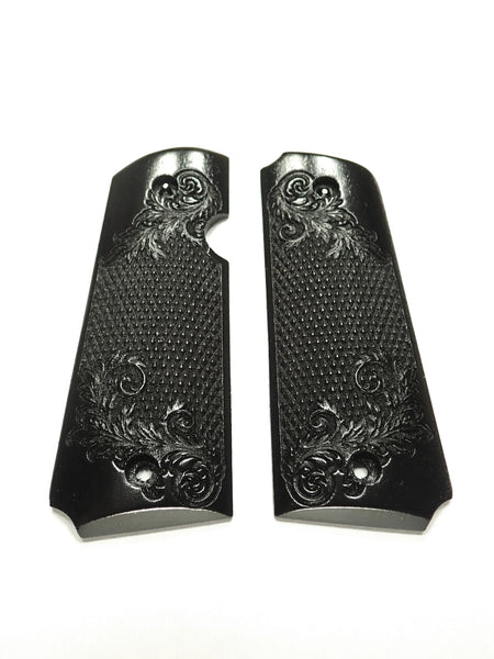 Ebony Floral Checkered Rock Island 380 1911 Grips