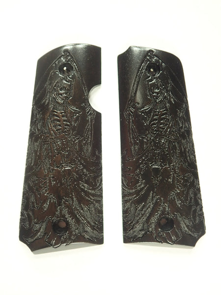 Ebony Grim Reaper Rock Island 380 1911 Grips