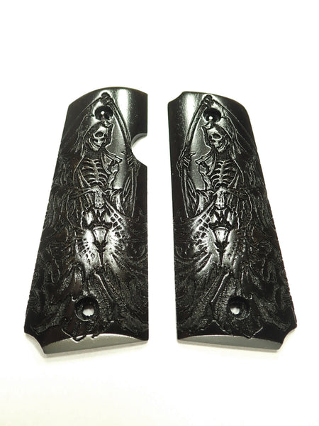 Ebony Grim Reaper Rock Island 380 1911 Grips