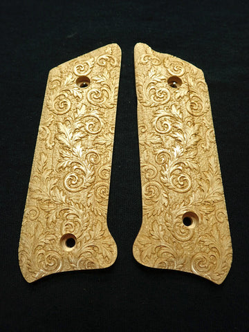Maple Floral Scroll Ruger Mark II/III Grips Checkered Engraved Textured