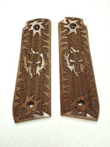 --Walnut Punisher Ruger Mark IV 22/45 Grips Checkered Engraved Textured #1