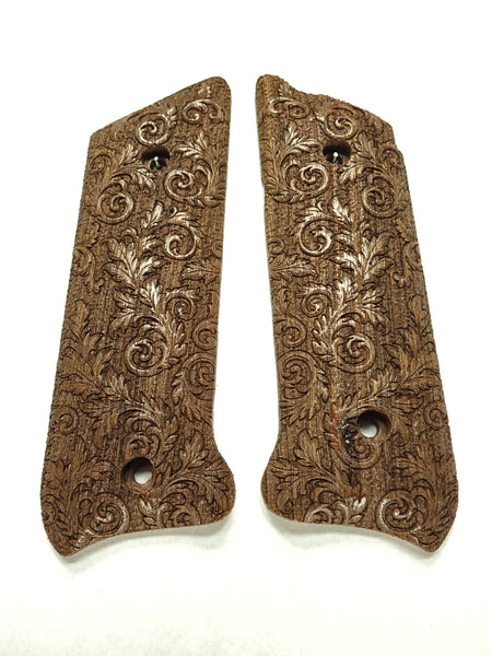 Walnut Floral Scroll Ruger Mark II/III Grips Checkered Engraved Textured