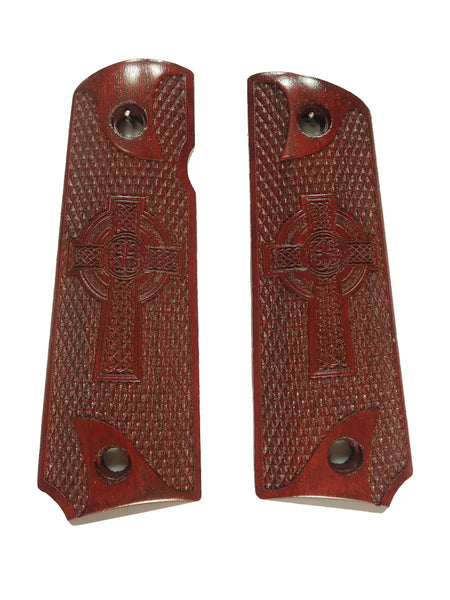--Rosewood Celtic Cross Grips Compatible/Replacement for Browning 1911-22 1911-380 Grips