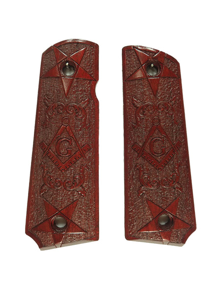 --Rosewood Masonic Grips Compatible/Replacement for Browning 1911-22 1911-380 Grips