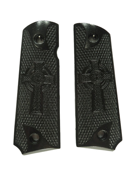 Ebony Celtic Cross Grips Compatible/Replacement for Browning 1911-22 1911-380 Grips