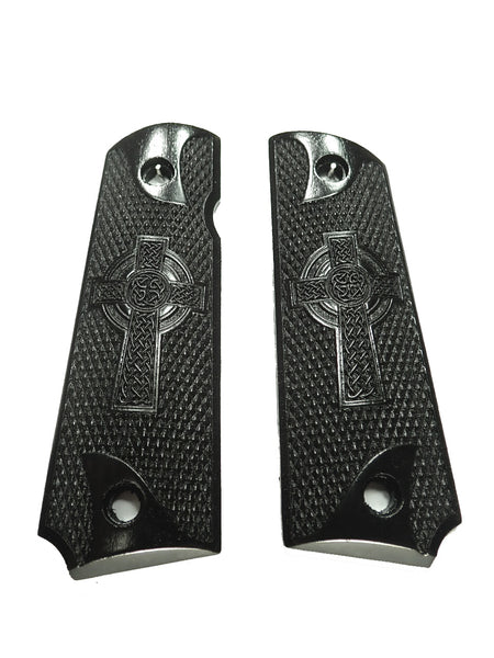 Ebony Celtic Cross Grips Compatible/Replacement for Browning 1911-22 1911-380 Grips