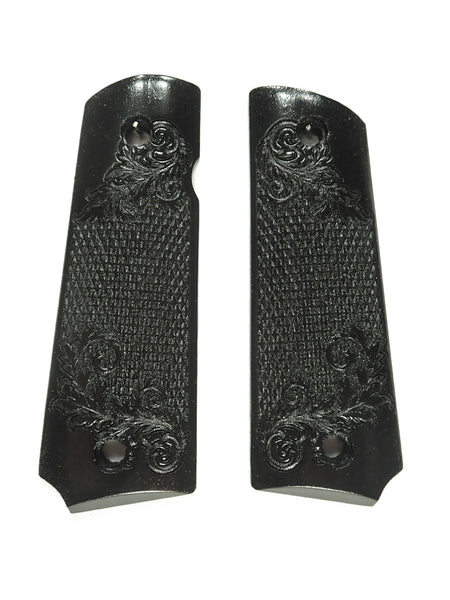 Ebony Floral Checker Grips Compatible/Replacement for Browning 1911-22 1911-380 Grips