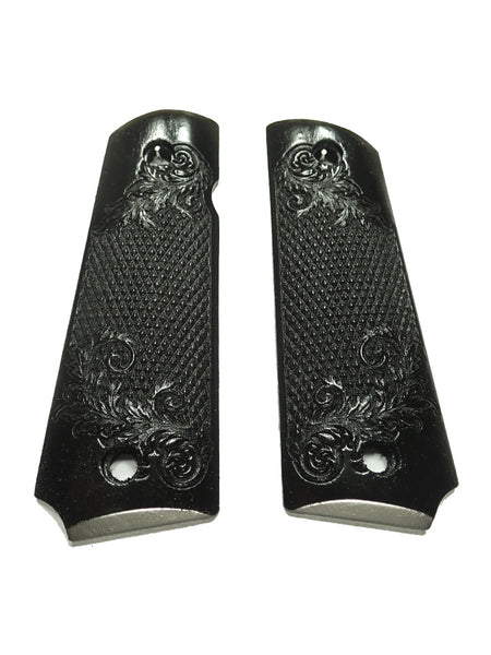 Ebony Floral Checker Grips Compatible/Replacement for Browning 1911-22 1911-380 Grips