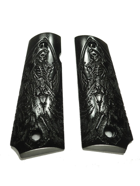 Ebony Grim Reaper Grips Compatible/Replacement for Browning 1911-22 1911-380 Grips