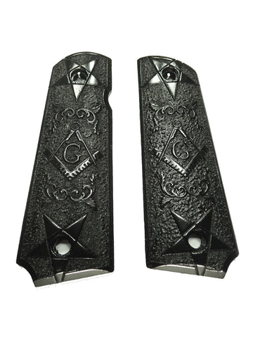 --Ebony Masonic Grips Compatible/Replacement for Browning 1911-22 1911-380 Grips