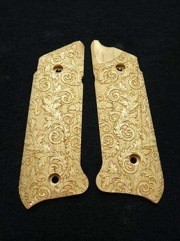 Maple Floral Scroll Ruger Mark IV Grips Checkered Engraved Textured