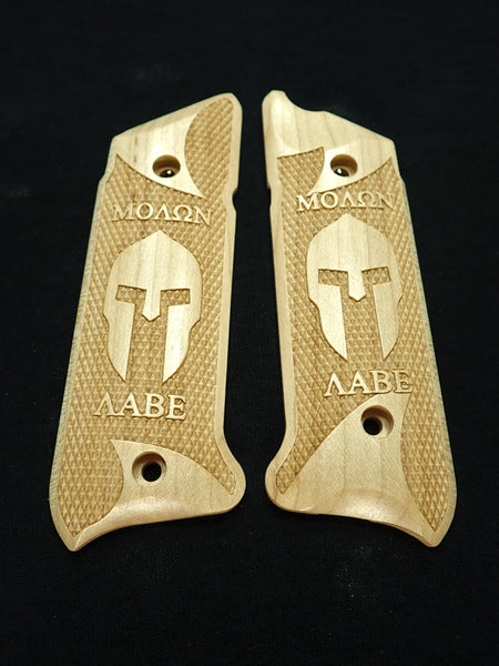 Maple Molon Labe Spartan Helmet Ruger Mark IV Grips Checkered Engraved Textured