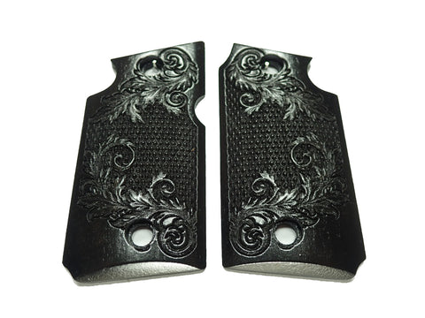 Ebony Floral Checkered Sig Sauer P938 Grips