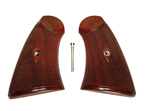 Rosewood Checkered Uberti Schofield Grips