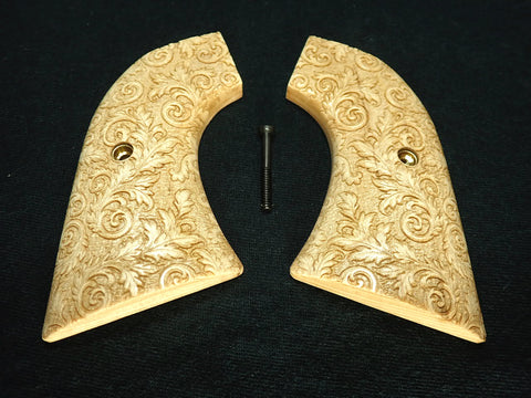 Maple Floral Scroll Ruger New Vaquero Grips Checkered Engraved Textured