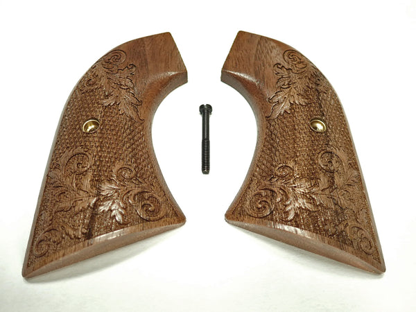 Walnut Floral Checker Ruger New Vaquero Grips Checkered Engraved Textured