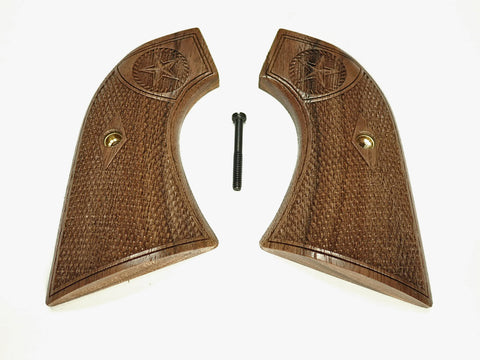 Walnut Checkered Texas Star Ruger New Vaquero Grips Engraved Textured