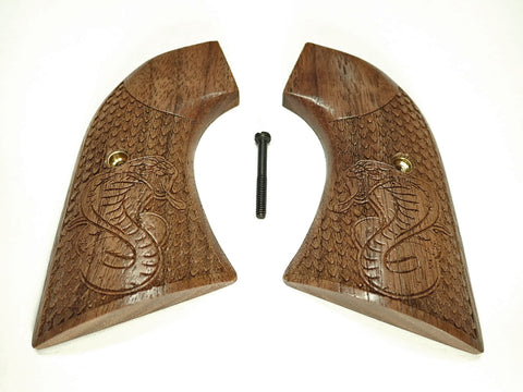 Walnut Cobra Ruger New Vaquero Grips Checkered Engraved Textured