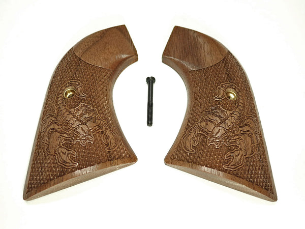 Walnut Checkered Scorpion Ruger New Vaquero Grips Engraved Textured