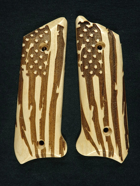Maple American Flag Ruger Mark II/III Grips