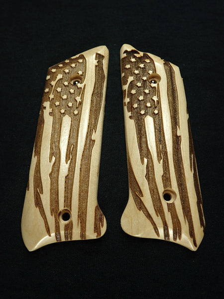 Maple American Flag Ruger Mark II/III Grips Checkered Engraved Textured