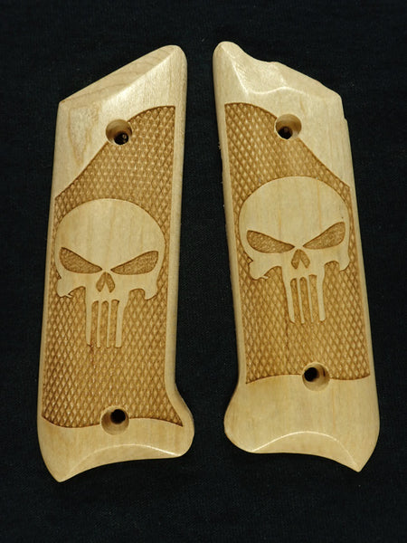 --Maple Punisher Ruger Mark II/III Grips Checkered Engraved Textured #2