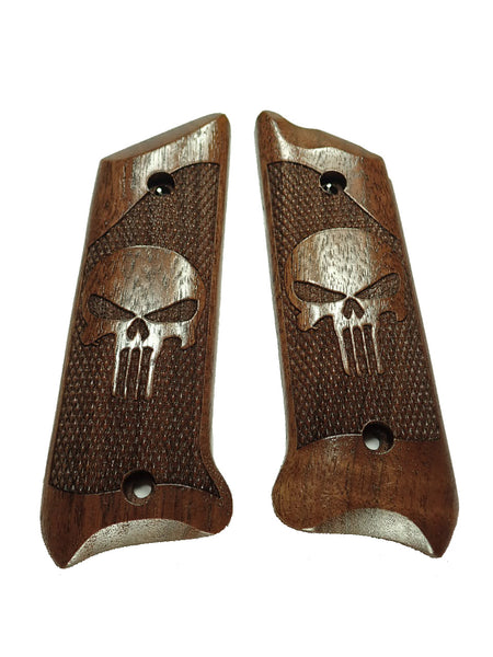 --Walnut Punisher Ruger Mark II/III Grips Checkered Engraved Textured #2