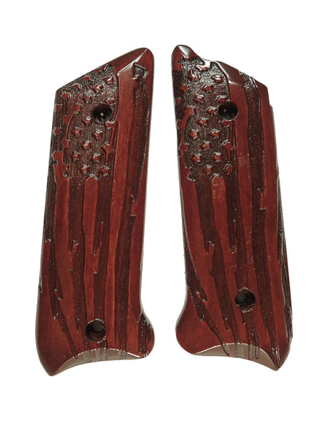 Rosewood American Flag Ruger Mark II/III Grips Checkered Engraved Textured