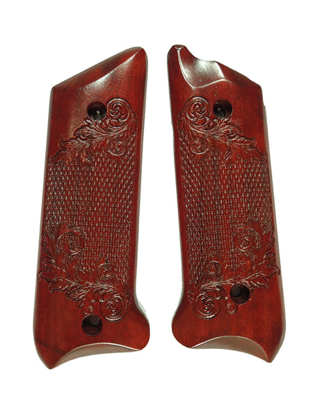 --Rosewood Floral Checker Ruger Mark II/III Grips Checkered Engraved Textured