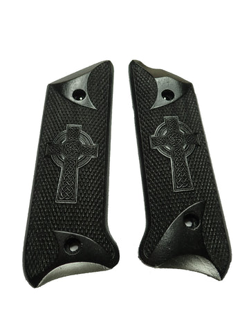 Ebony Celtic Cross #1 Ruger Mark II/III Grips