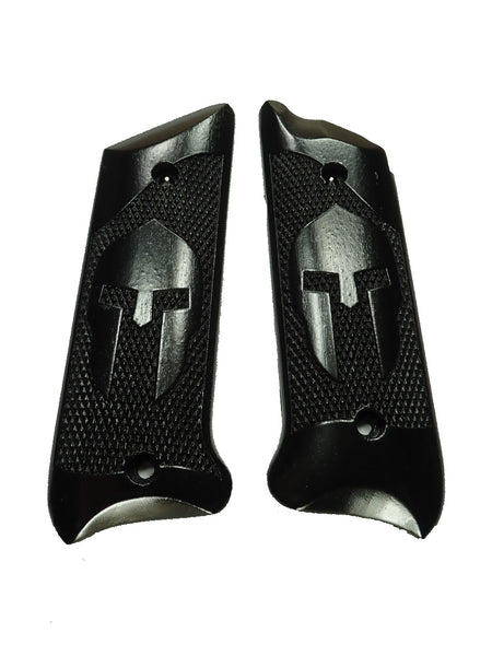 --Ebony Spartan Ruger Mark II/III Grips Checkered Engraved Textured