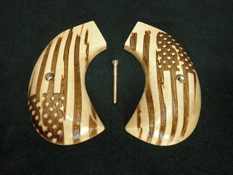 --Maple American Flag Ruger Vaquero Birdshead Grips Engraved Textured