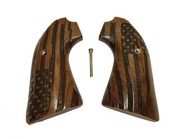 --Walnut American Flag Ruger Vaquero Bisley Grips Engraved Textured