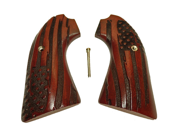 Rosewood American Flag Ruger Vaquero Bisley Grips Engraved Textured