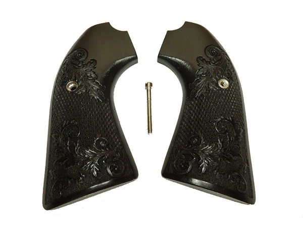 Ebony Floral Checkered Ruger Vaquero Bisley Grips Engraved Textured
