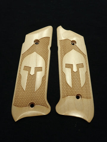 --Maple Spartan Ruger Mark IV Grips Checkered Engraved Textured