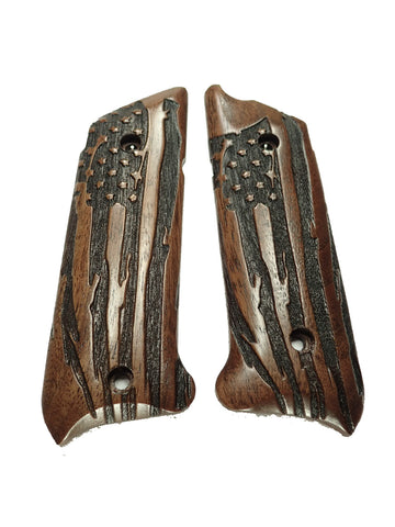 Walnut American Flag Ruger Mark IV Grips