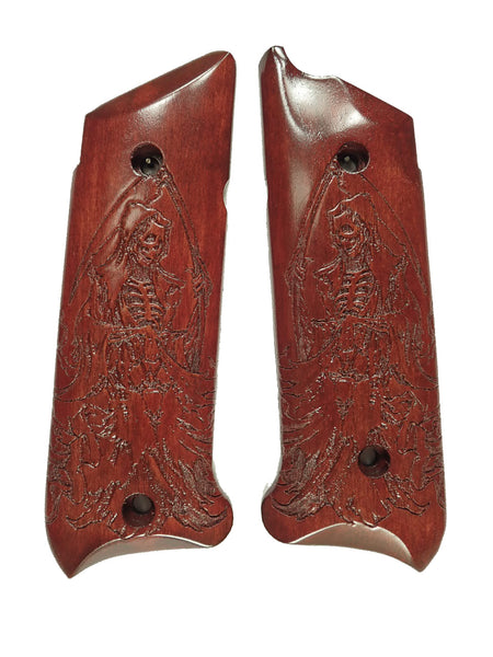 --Rosewood Grim Reaper Ruger Mark IV Grips Checkered Engraved Textured