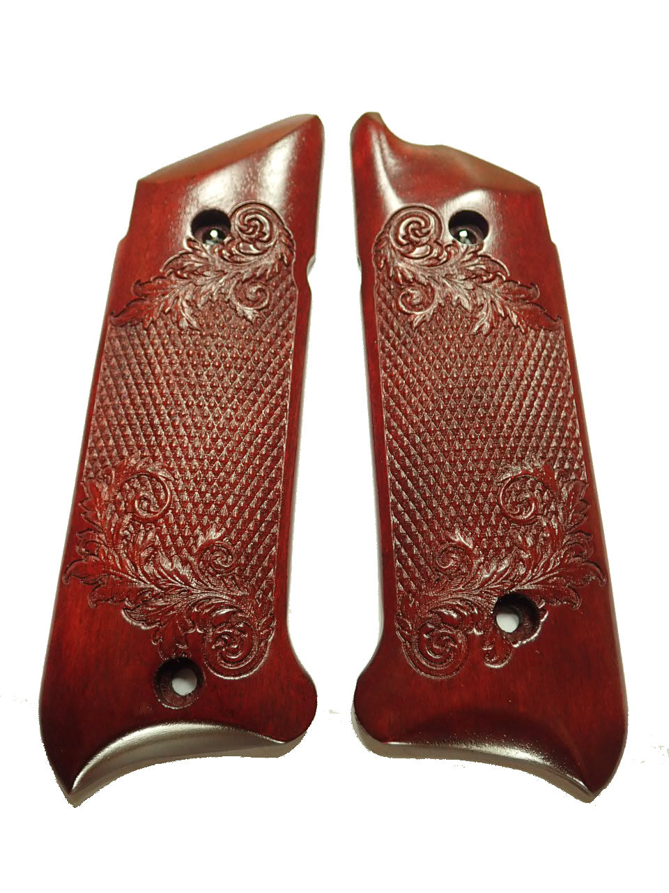 thumbnail image 2 of Rosewood Floral Checkered Ruger Mark IV 22/45 Grips - LS Grips 2 of 11