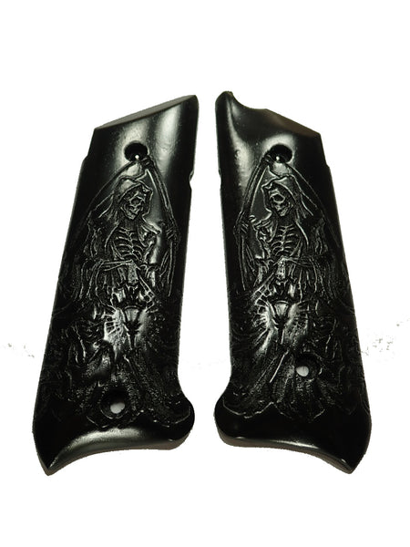 --Ebony Grim Reaper Ruger Mark IV Grips Checkered Engraved Textured