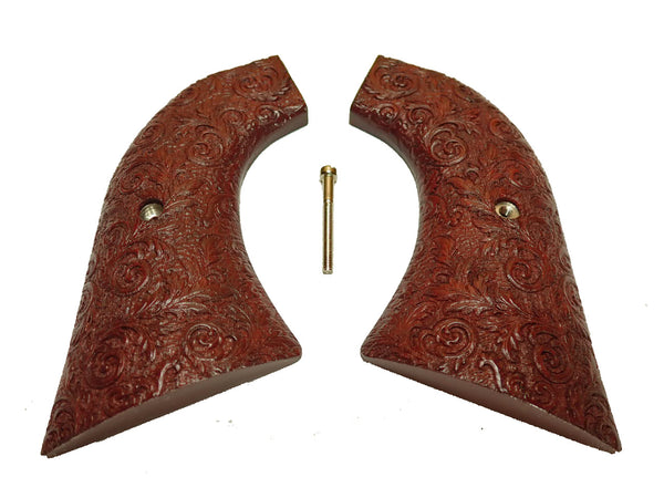 --Rosewood Floral Scroll Ruger Super Blackhawk Grips Engraved Textured