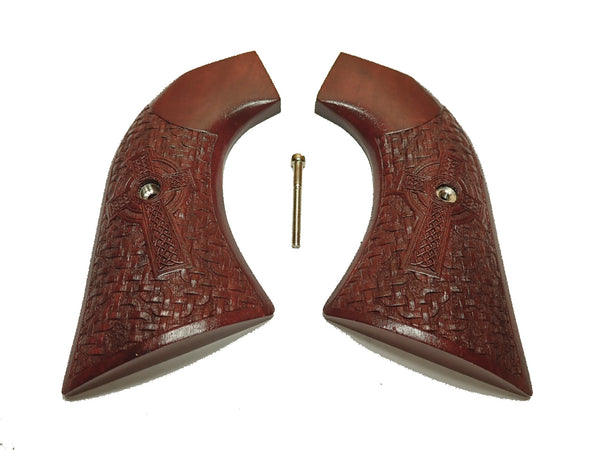 --Rosewood Celtic Cross Ruger Super Blackhawk Grips Engraved Textured